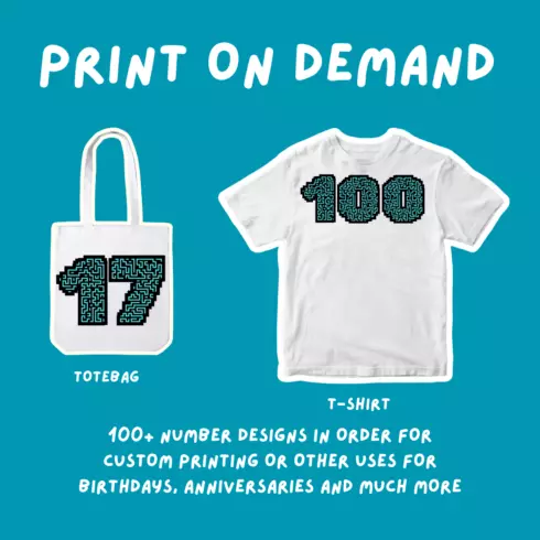 100+ MAZE STYLE NUMBERS FOR BIRTHDAYS, ANNIVERSARRIES AND POD cover image.
