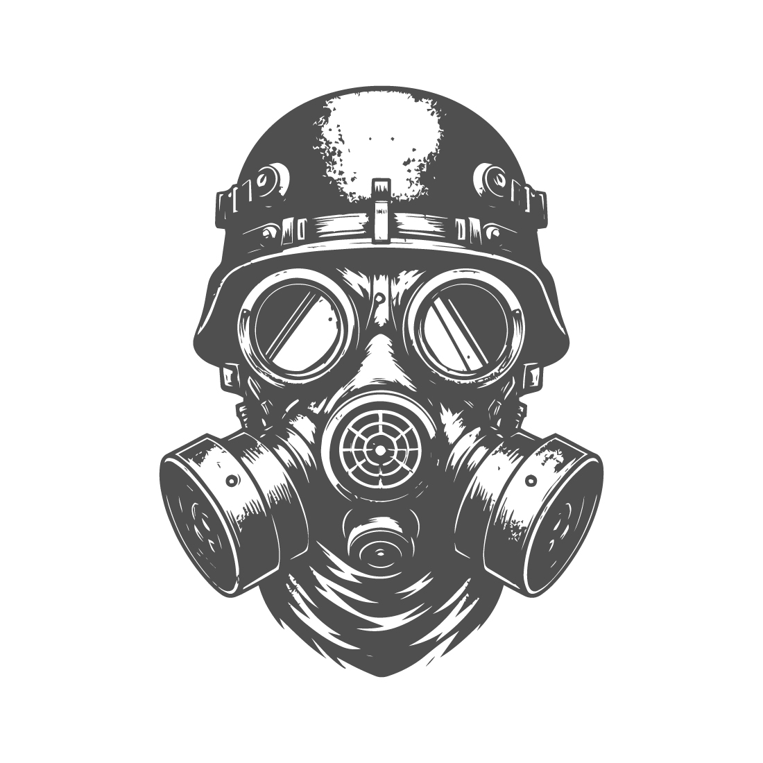 Vintage Illustration of a Gas Mask and Military Helmet cover image.