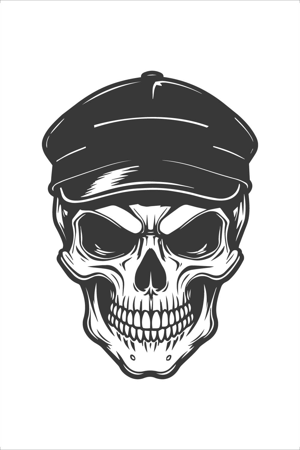 Skull with Hat Vintage Illustration pinterest preview image.