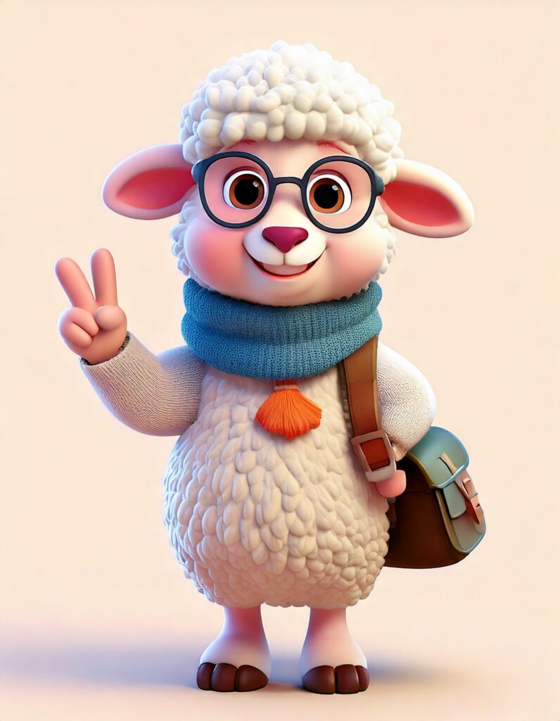 A Fluffy, Clever Sheep Standing Upright – A Playful and Friendly ...