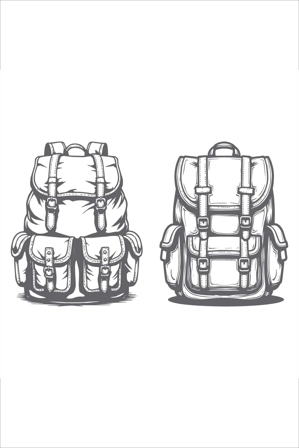 Vintage Backpack Illustrations for Outdoor Adventures pinterest preview image.