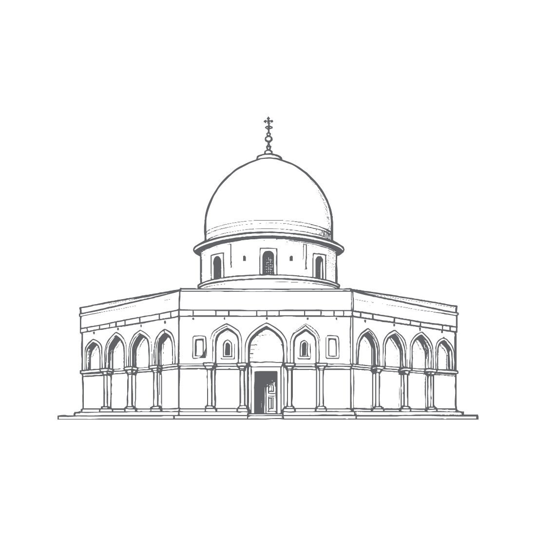 Al Aqsa mosque Vector Design Illustration preview image.