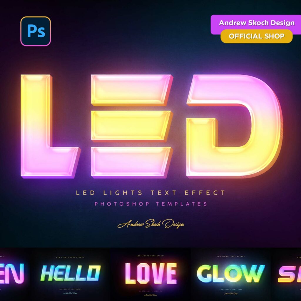 Led Light Text Projection Led Lights Text Effects - MasterBundles