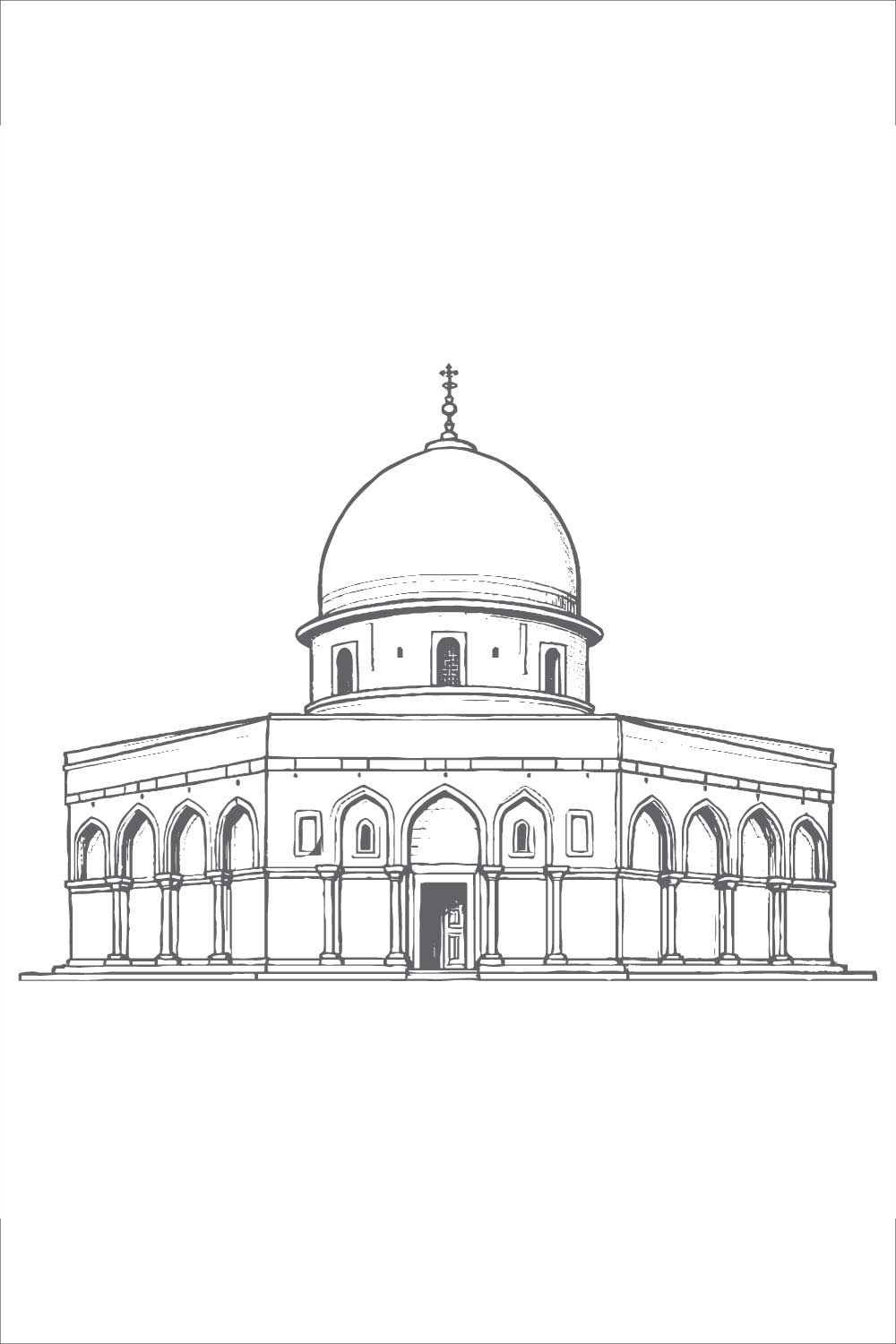 Al Aqsa mosque Vector Design Illustration pinterest preview image.