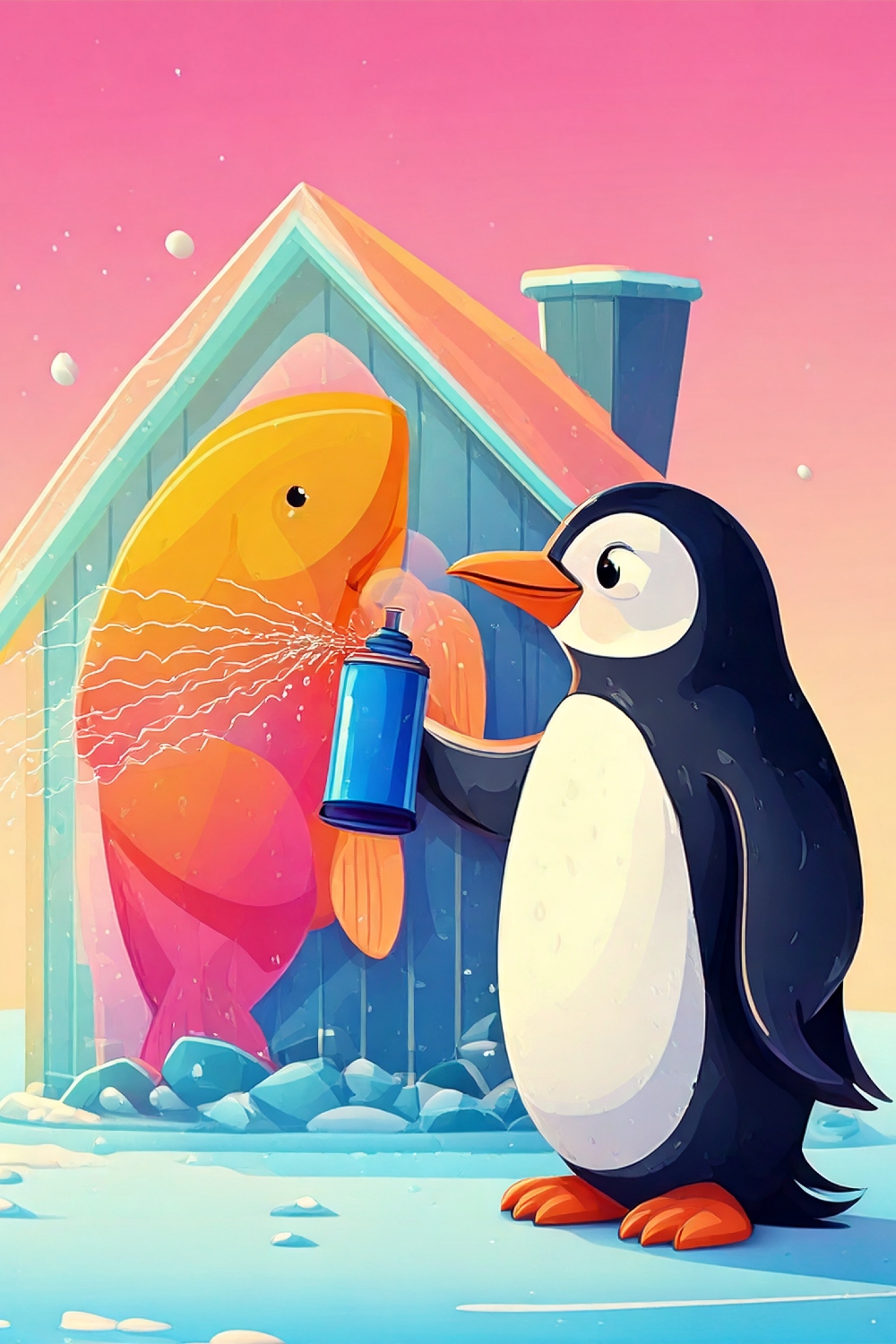 A Cool, Trendy Penguin Sipping Tropical Juice – Laid-Back Island Vibes with a Fun Urban Twist pinterest preview image.
