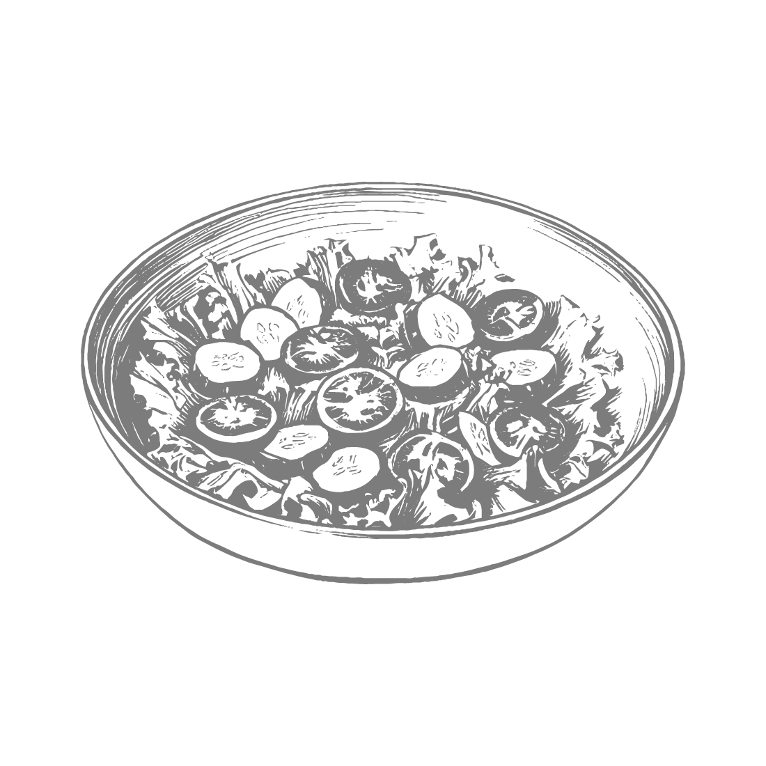 Healthy Salad with Tomatoes, Cucumbers and Lettuce Set Illustration cover image.