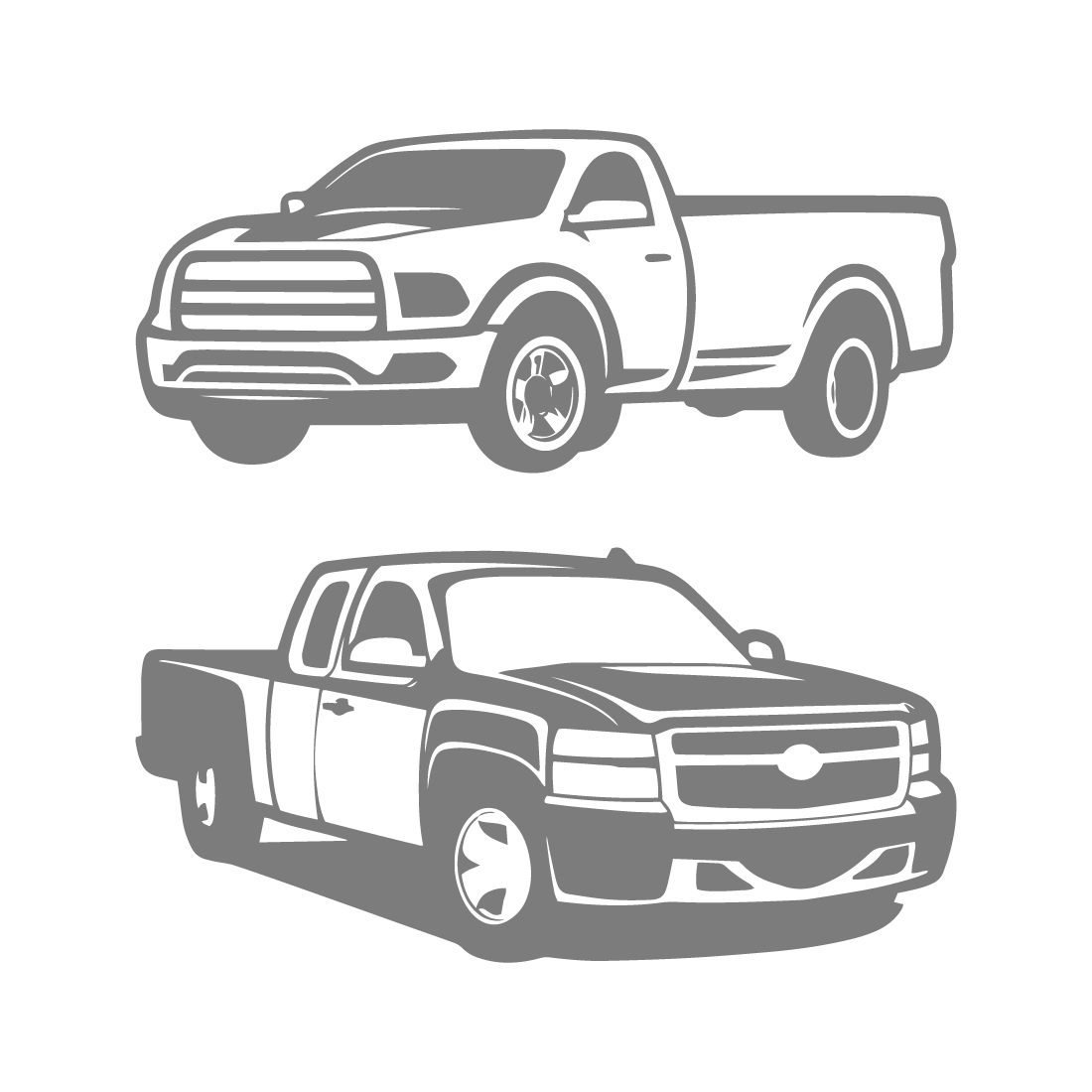 Set of Pick Truck Illustration preview image.