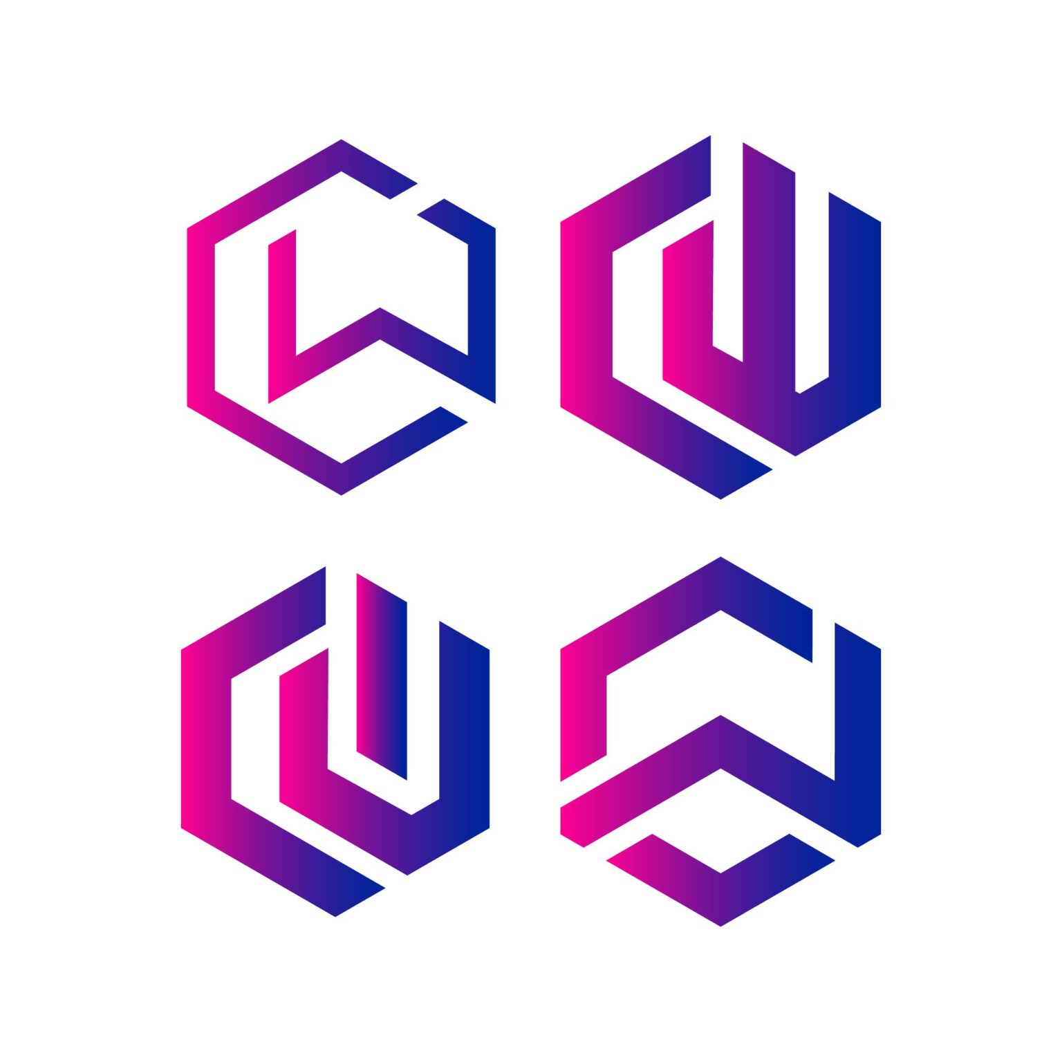 Modern CW or WC Hexagon Letter Logo Polygon Monogram, Line Art ...