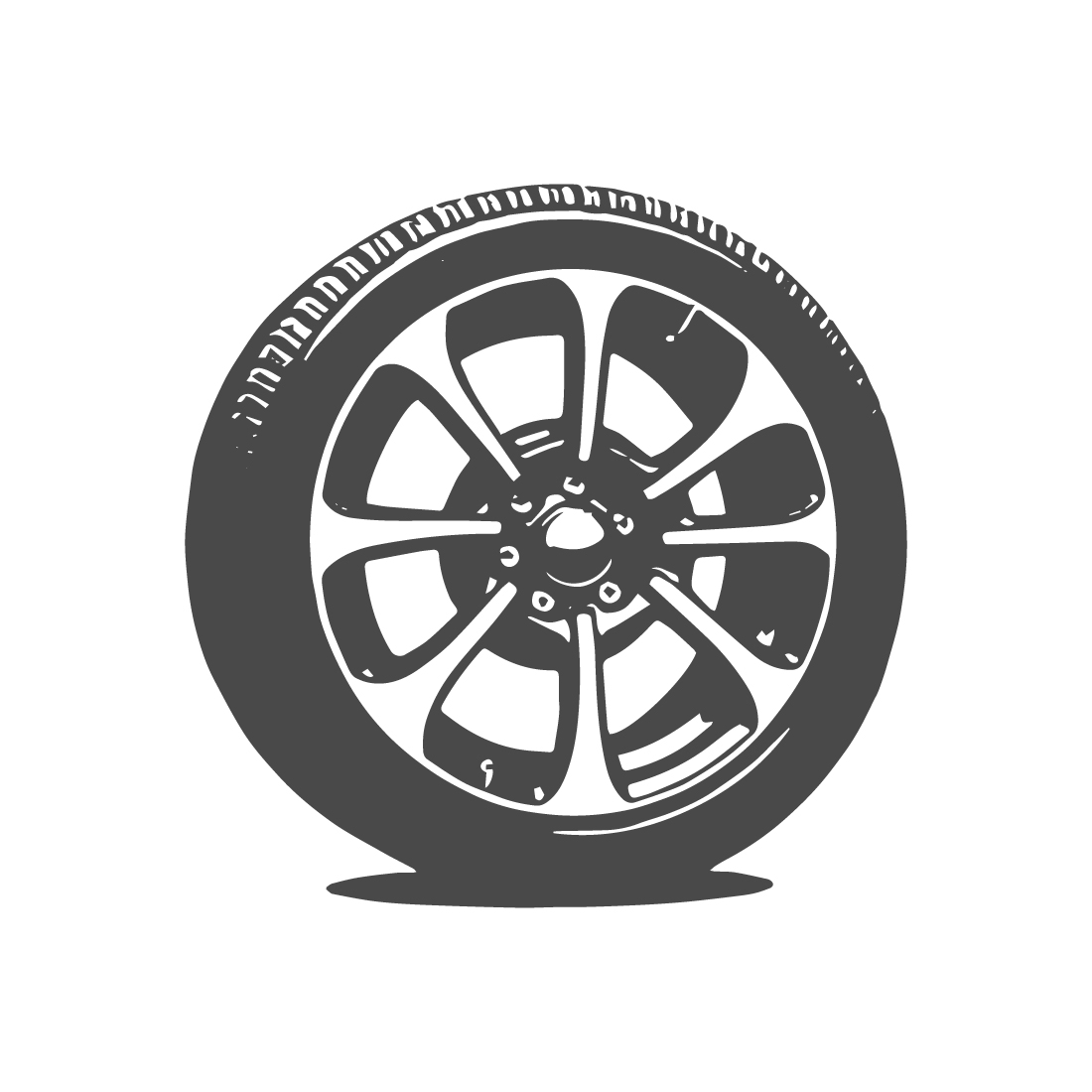 Car wheel with tire design in black color, isolated on white background cover image.