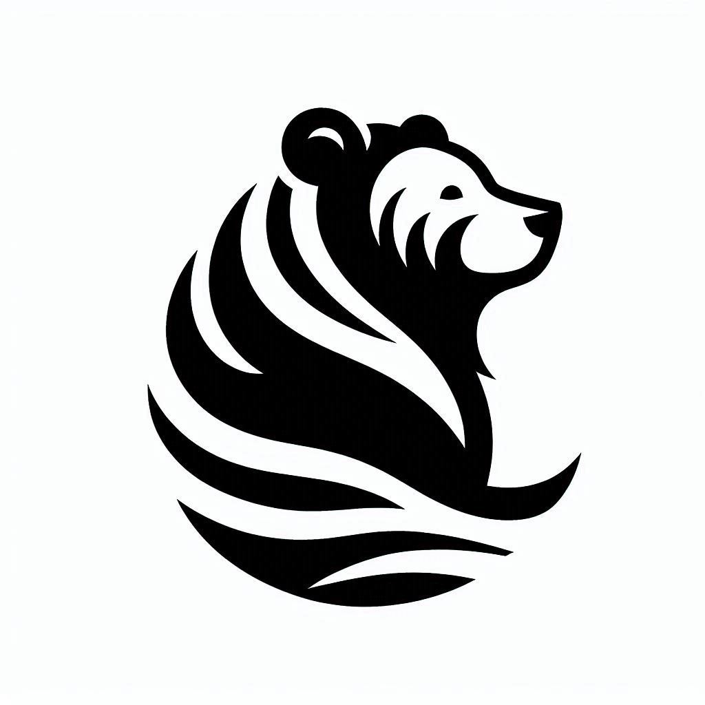 a black and white vector logo silhouette of a bear 1 956