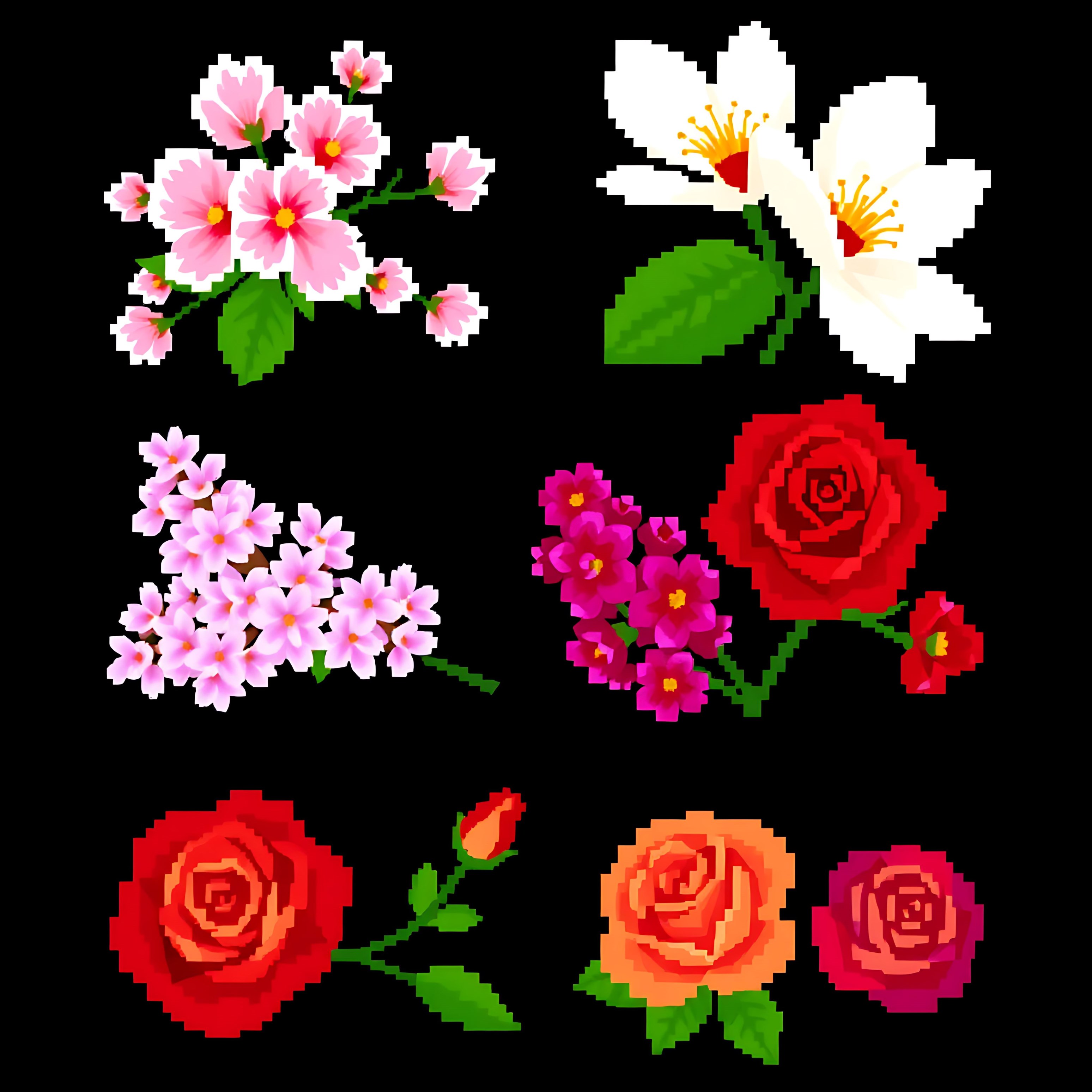 aacherry blossoms magnolias lilacs roses. pixel cherry blossoms with pink petals magnolias with creamy whit 00006 465