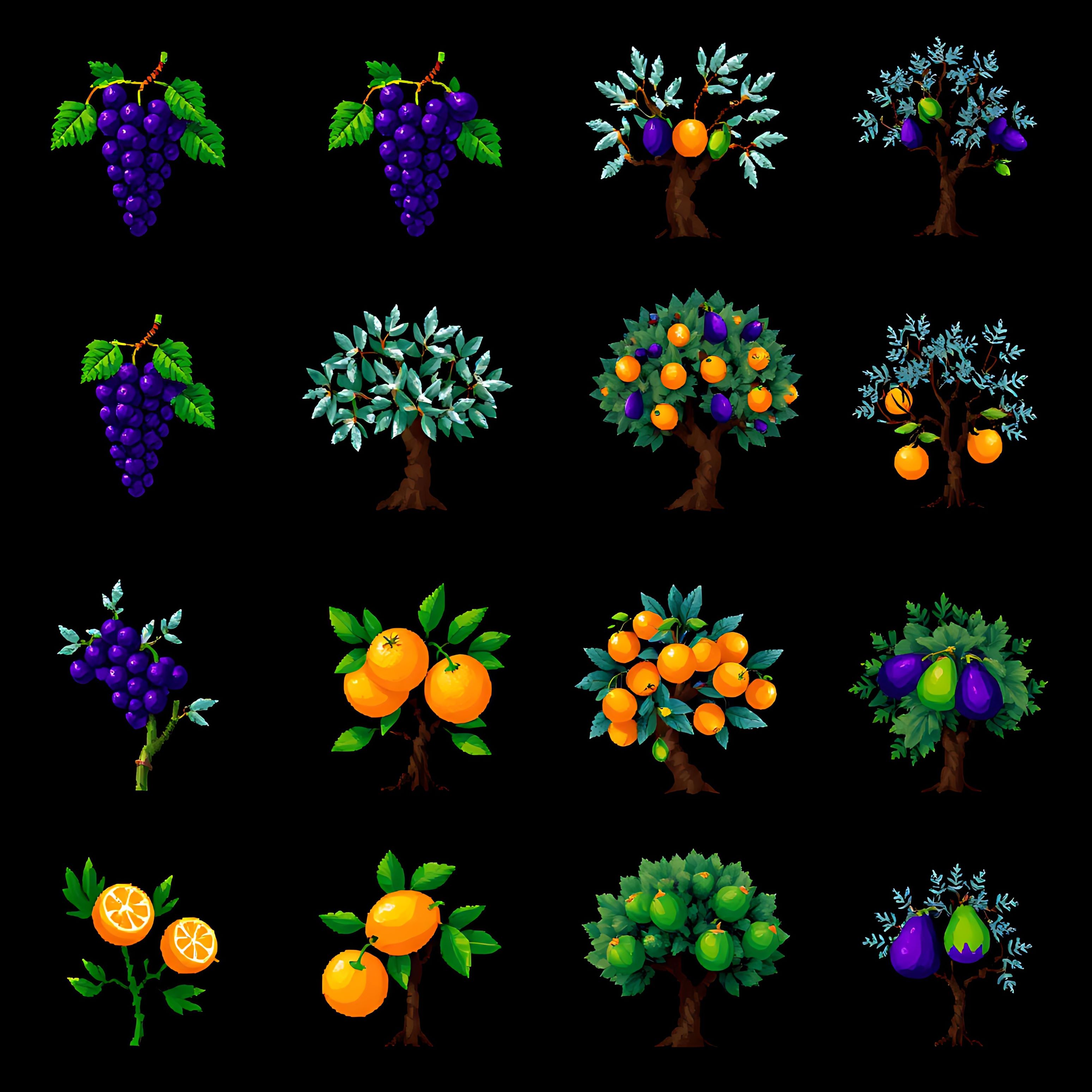 aagrapevines olive trees citrus trees fig trees. pixel grapevines with dark purple grapes olive trees with 00002 427