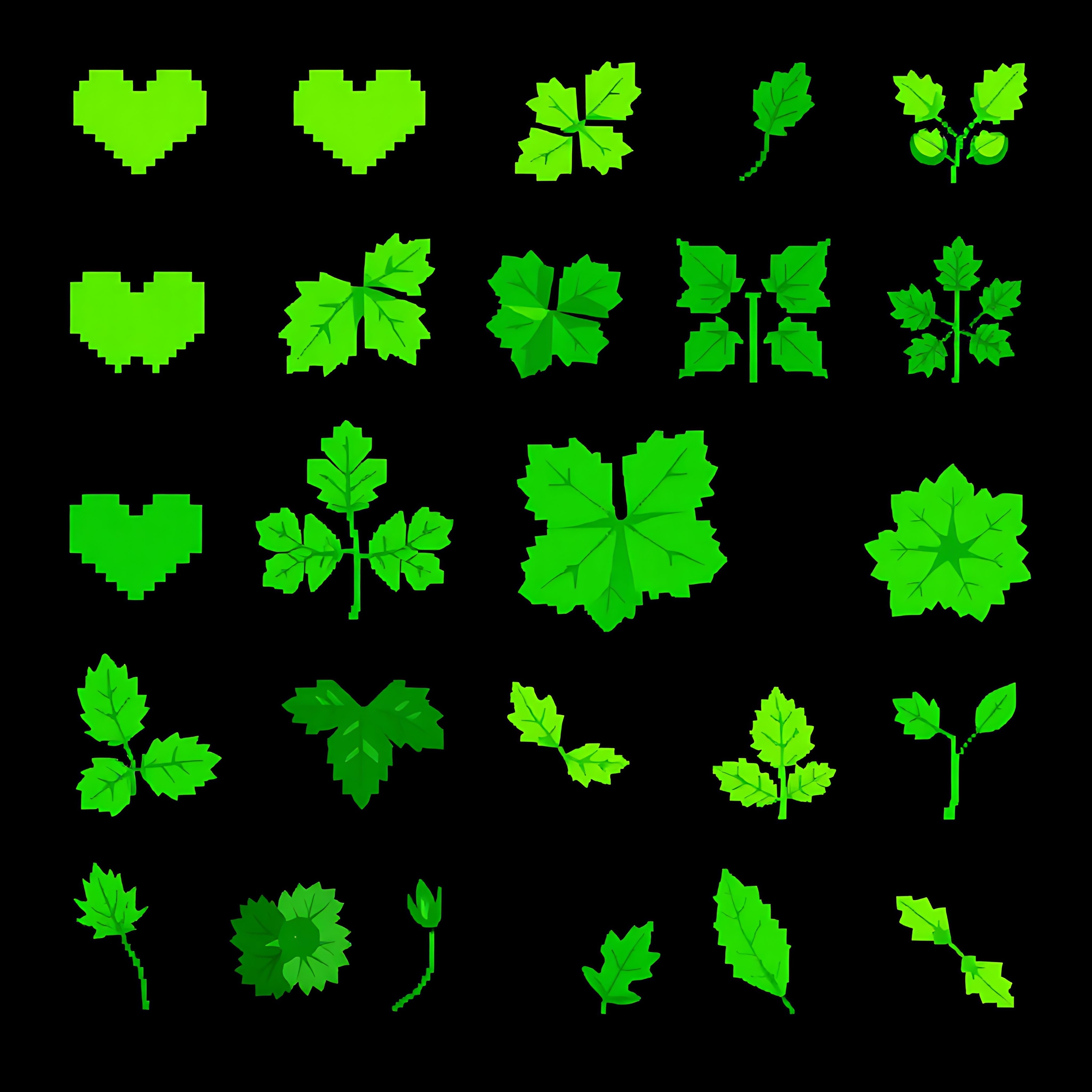 aalinden sassafras hickory ash. linden leaves with heart shaped pixel outlines in light green sassafras lea 00005 250