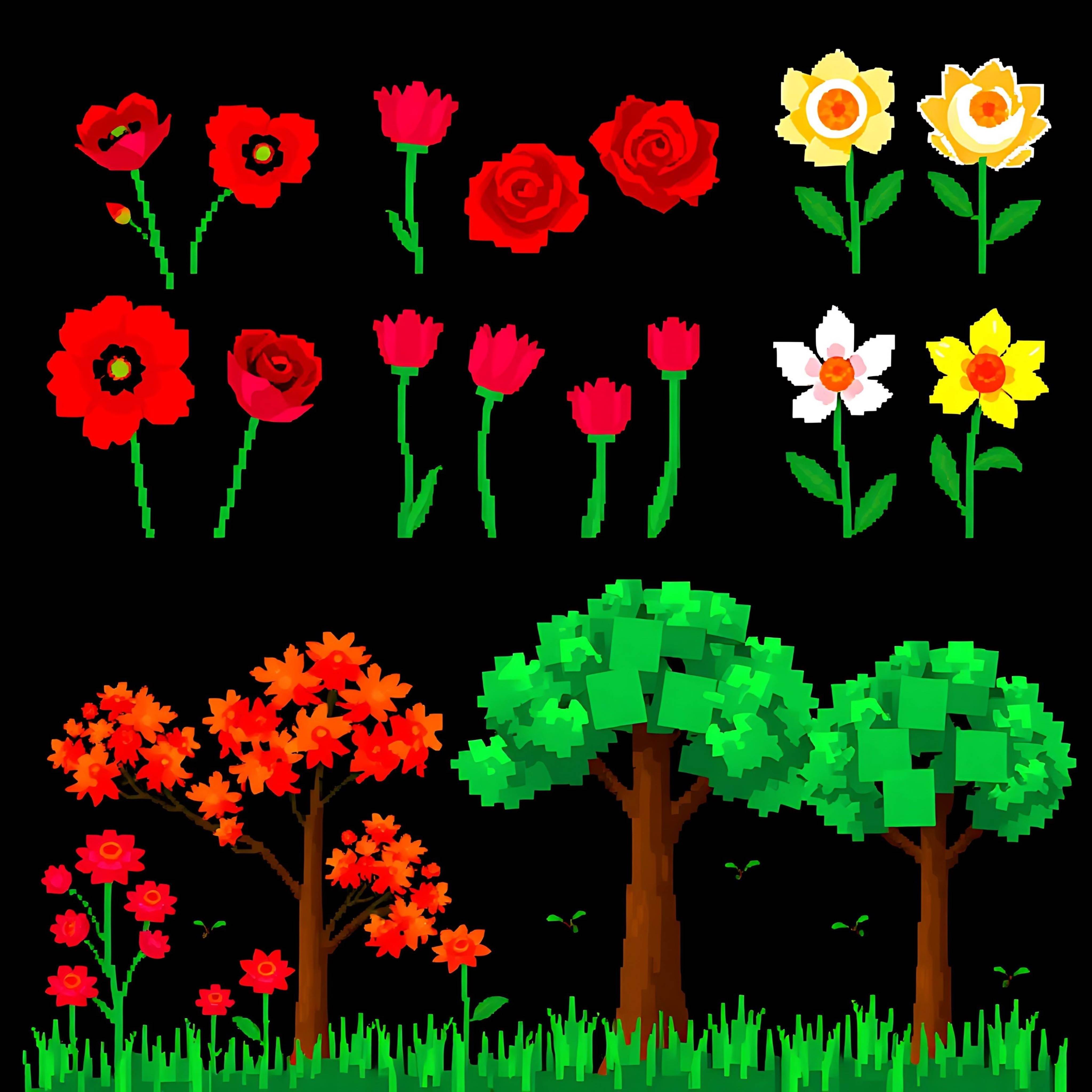 aapoppies roses tulips maple trees. red pixel poppies pixel roses pixel tulips and pixel maple trees with s 00006 810