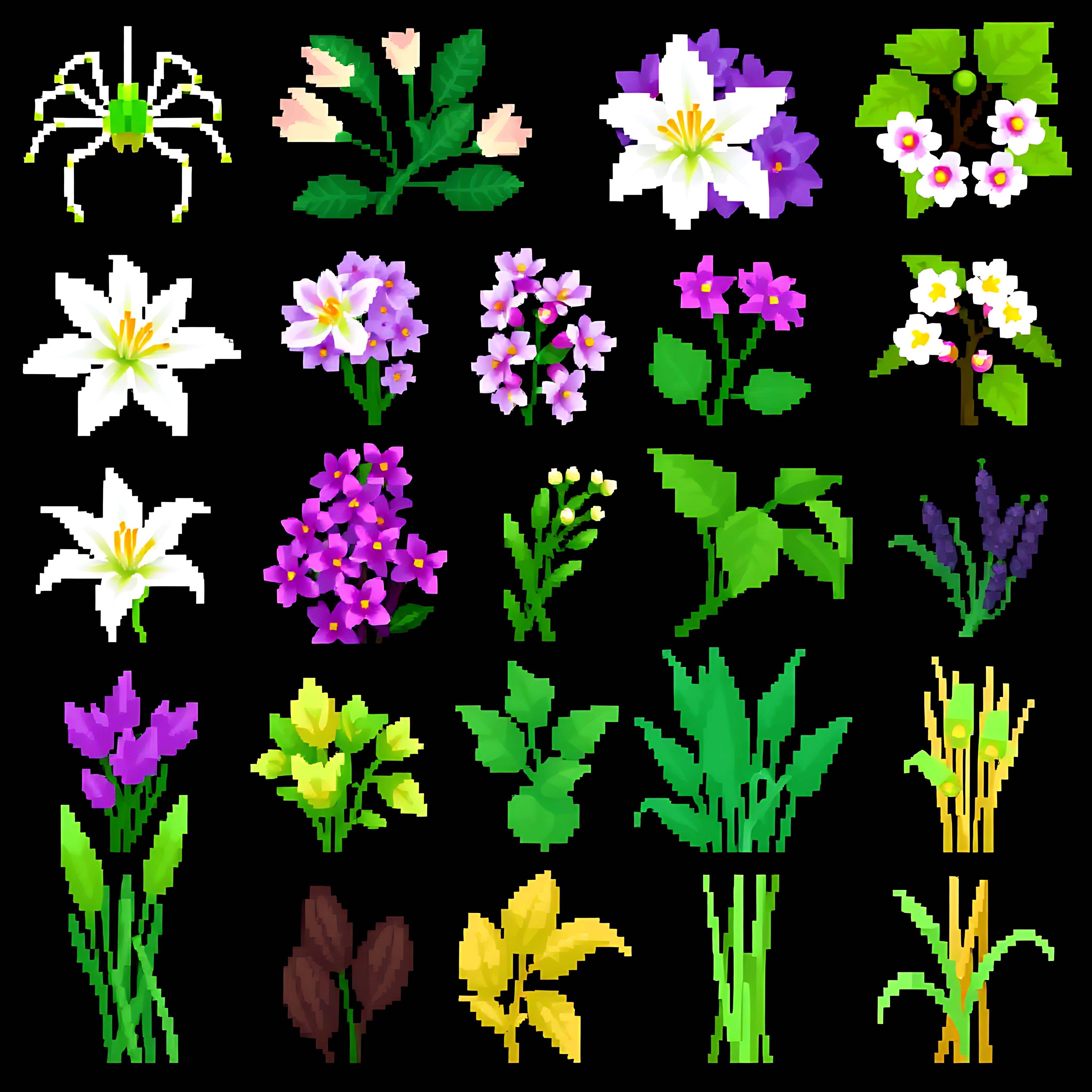 aaspider lilies jungle lilacs cacao trees jungle reeds. pixel spider lilies with delicate white petals jung 09 137