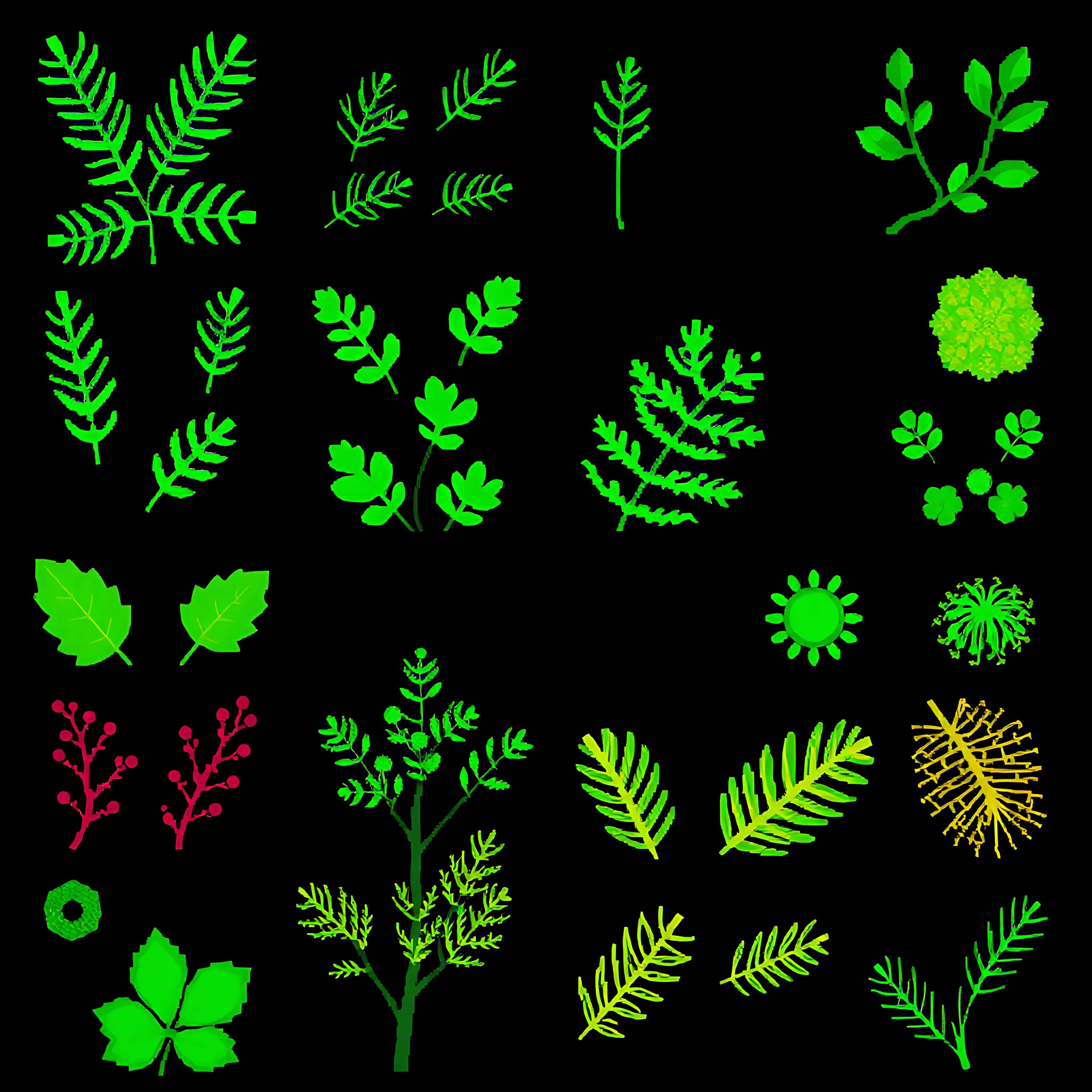 acedar tamarack yew pine. cedar leaves in needle like pixel patterns in deep green tamarack leaves with sl 03 308
