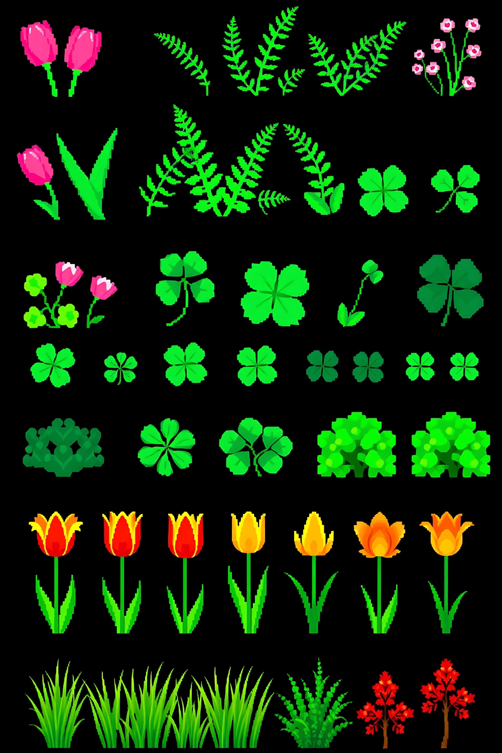 Pixel Bloom PNG Bundle – Zinnias, Dahlias, Roses & Succulents | 300+ Vivid Floral Elements pinterest preview image.