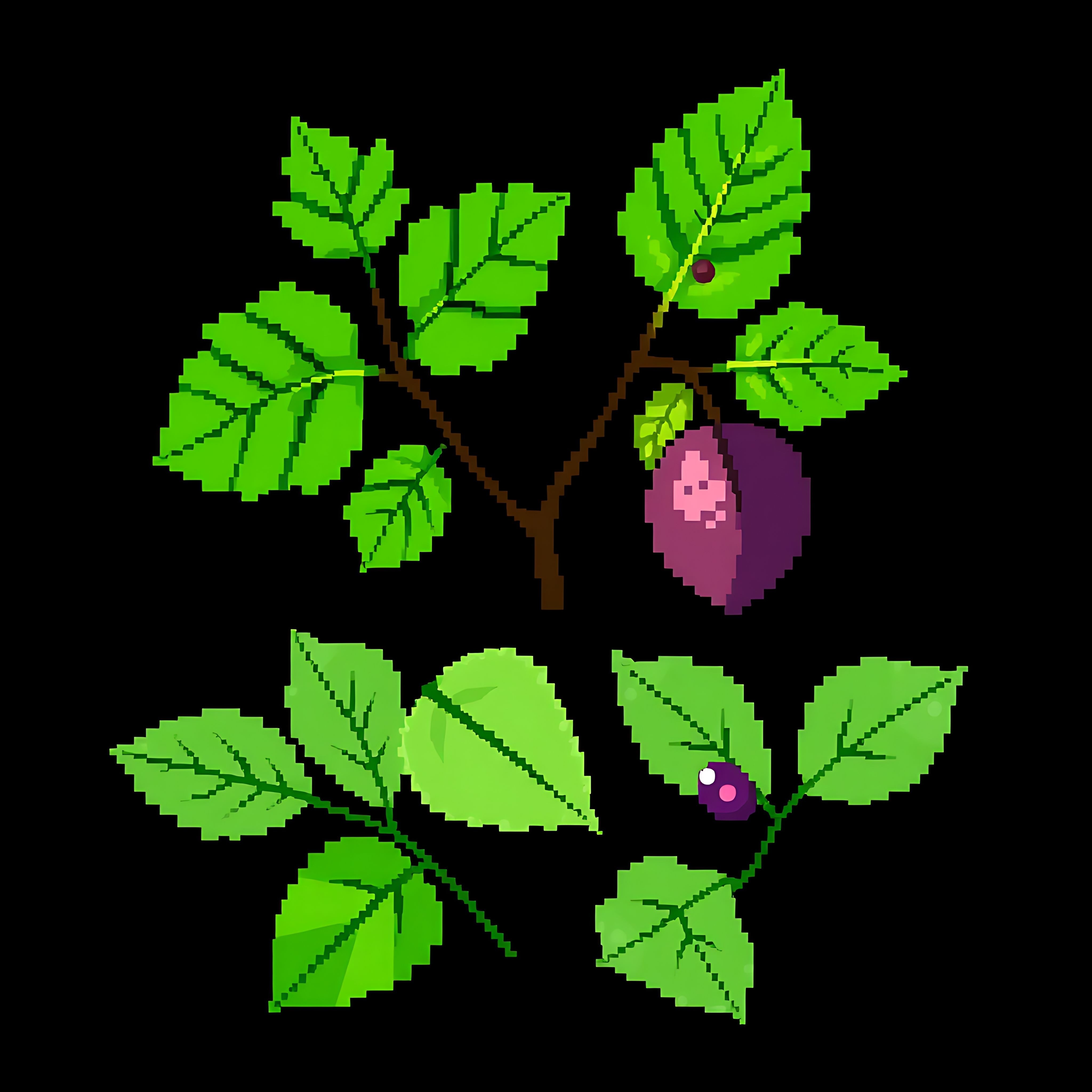 alder apple plum dogwood. alder leaves with rounded pixel forms in dark green apple leaves with a subtle 09 938