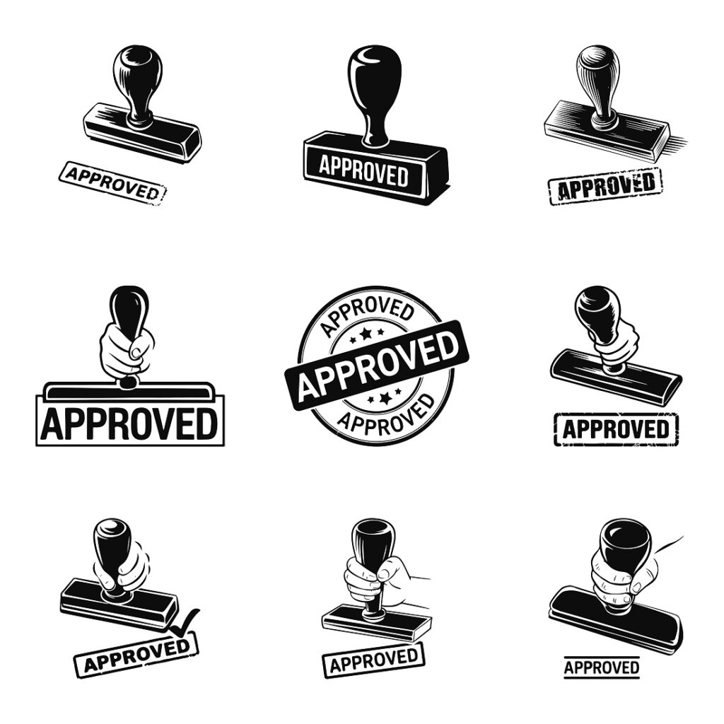 Approved Rubber Stamp Collection. Modern Approved Stamp Graphic Set ...