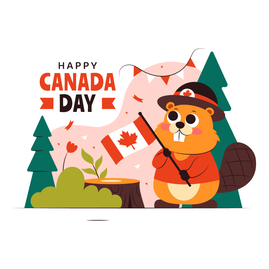 9 Happy Canada Day Illustration preview image.