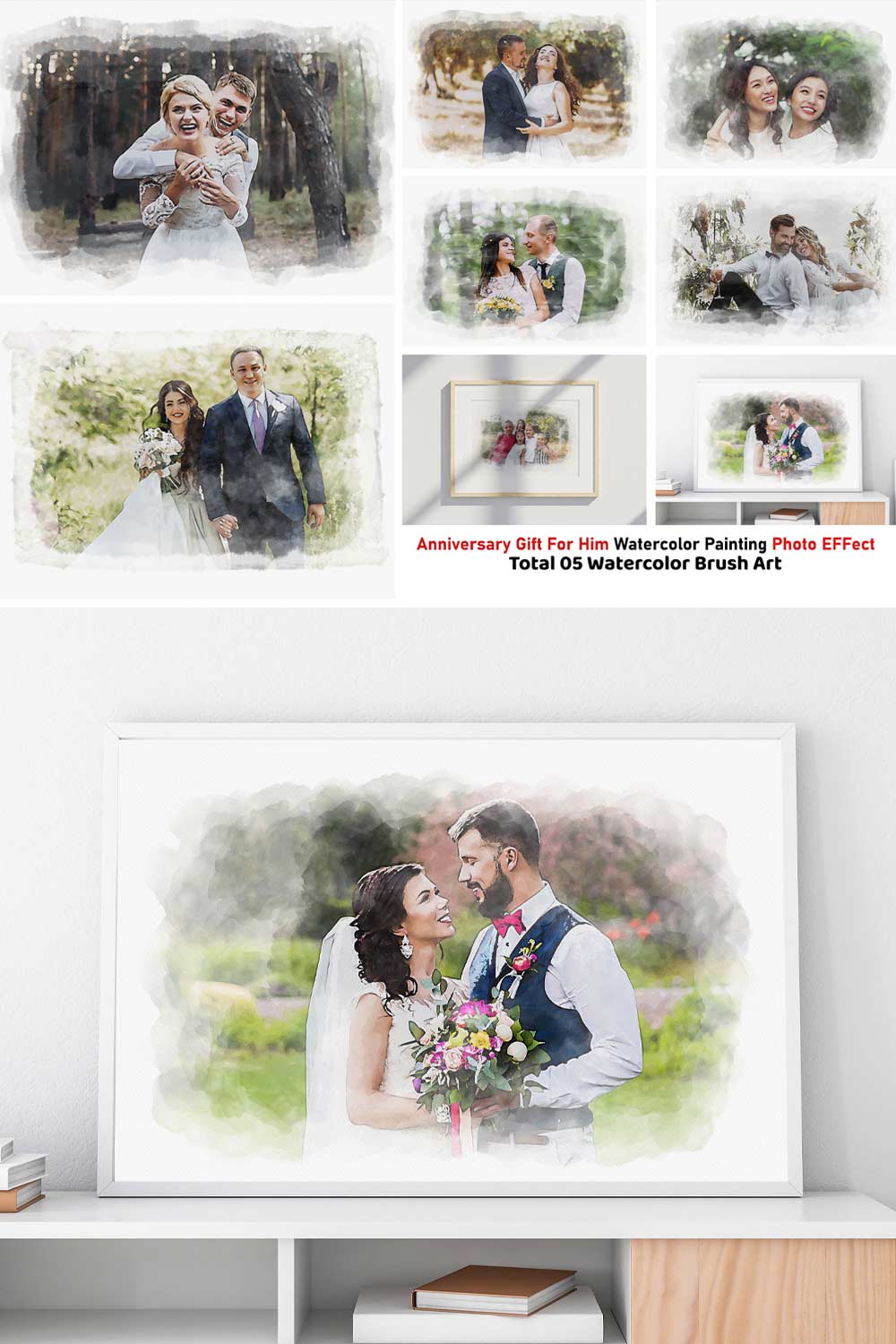 Anniversary Gift Watercolor Art pinterest preview image.