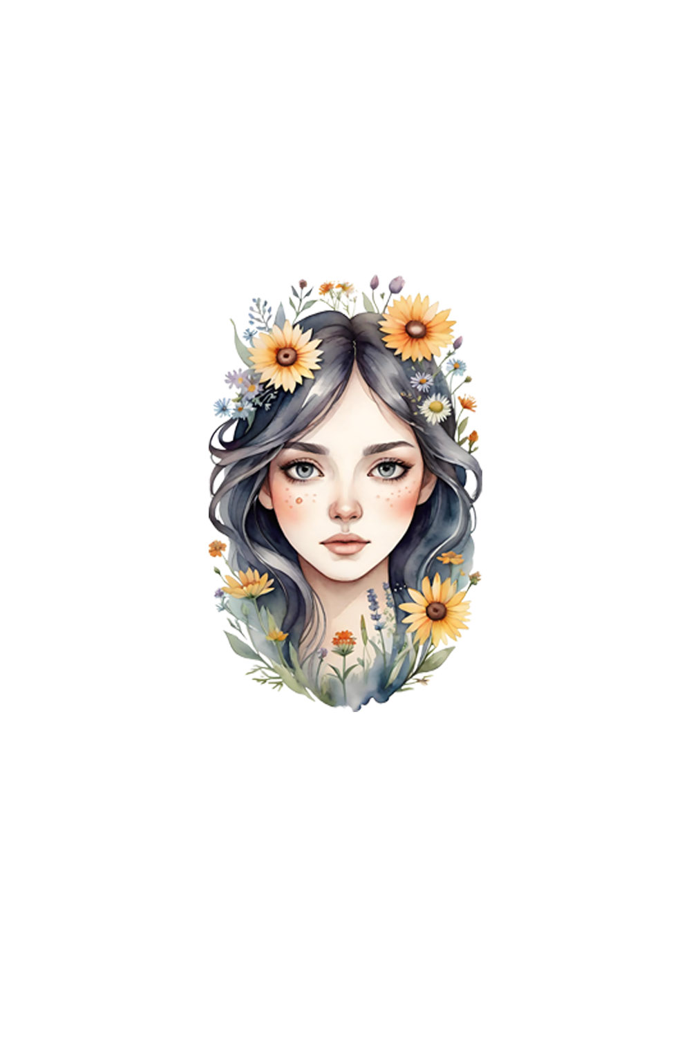 Sublimation, flower girl, watercolor clipart, png pinterest preview image.