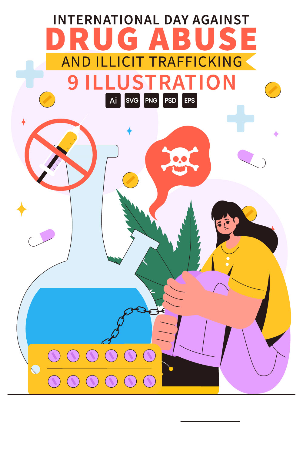 9 Drug Abuse and Illicit Trafficking illustration pinterest preview image.