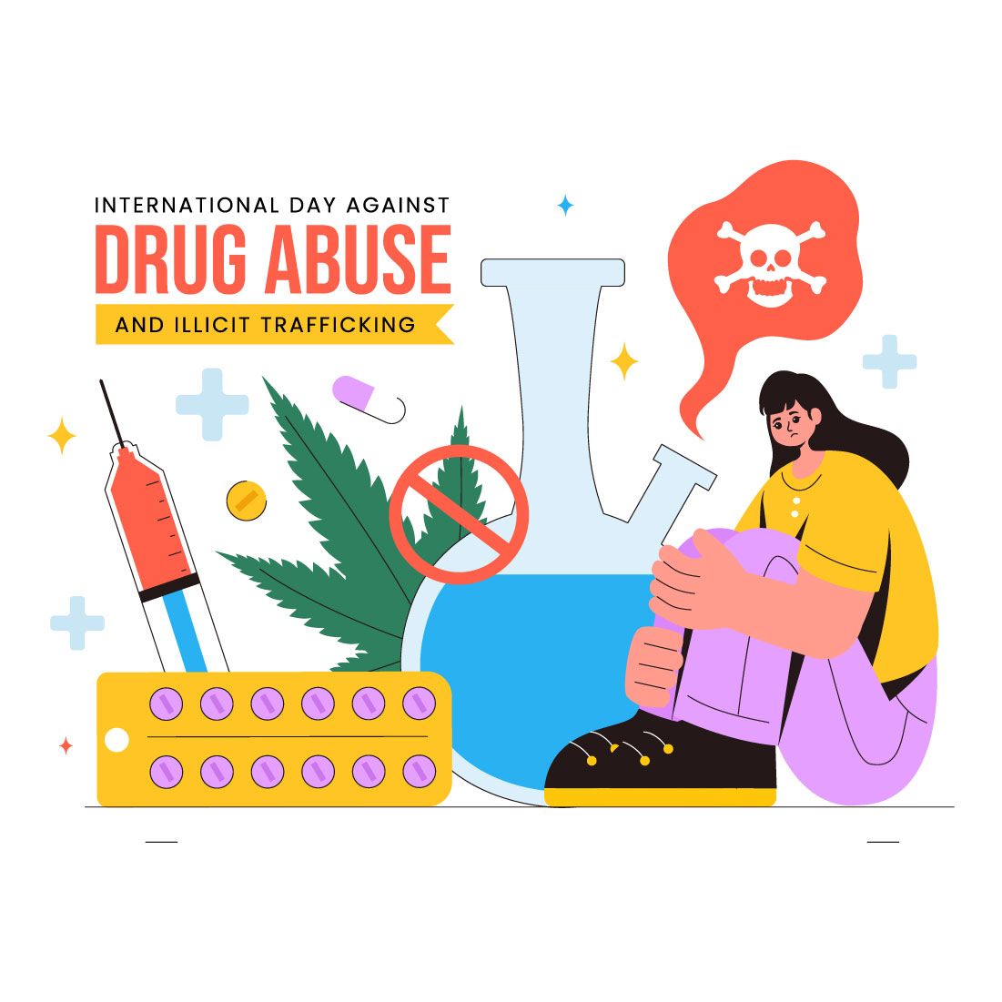 9 Drug Abuse and Illicit Trafficking illustration cover image.