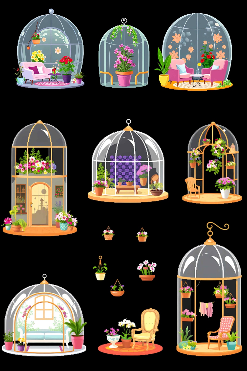 Crystalline Spheres & Alien Structures PNG Bundle – Floating Platforms, Light Bridges & Runes pinterest preview image.