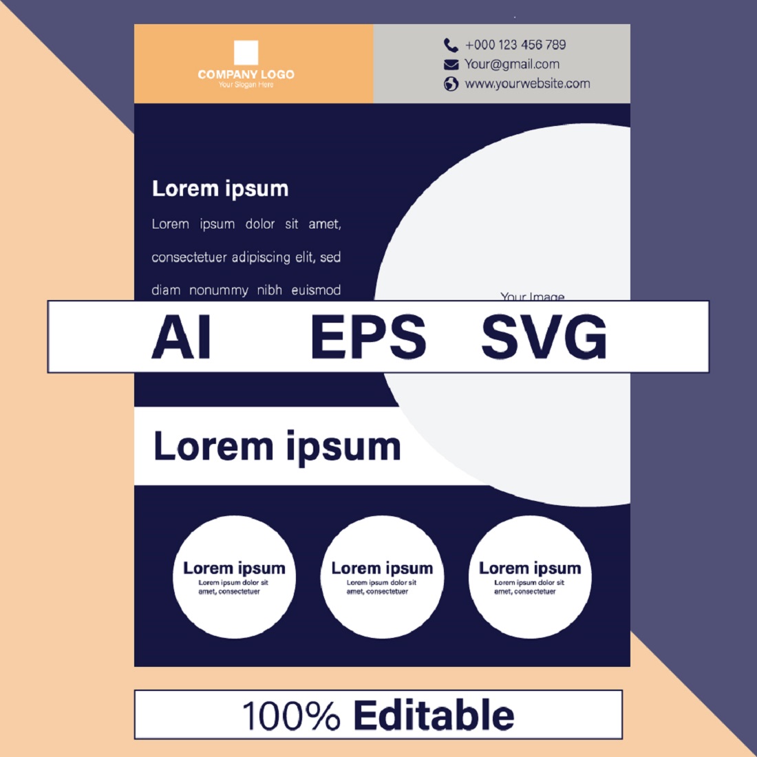 Business Flyer Design, Modern Blue & Orange Templates cover image.