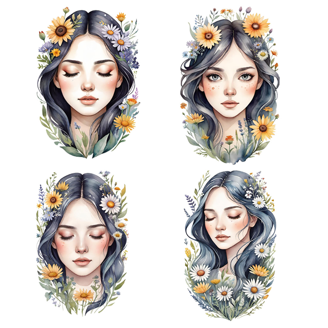 Sublimation, flower girl, watercolor clipart, png preview image.