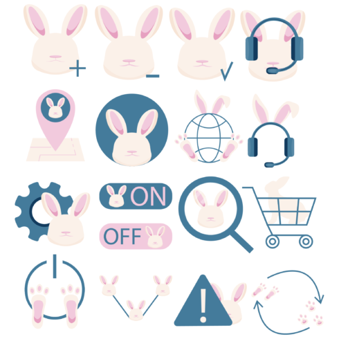Cute Business Icons with Rabbits – 16 Minimal Vector Designs for ...