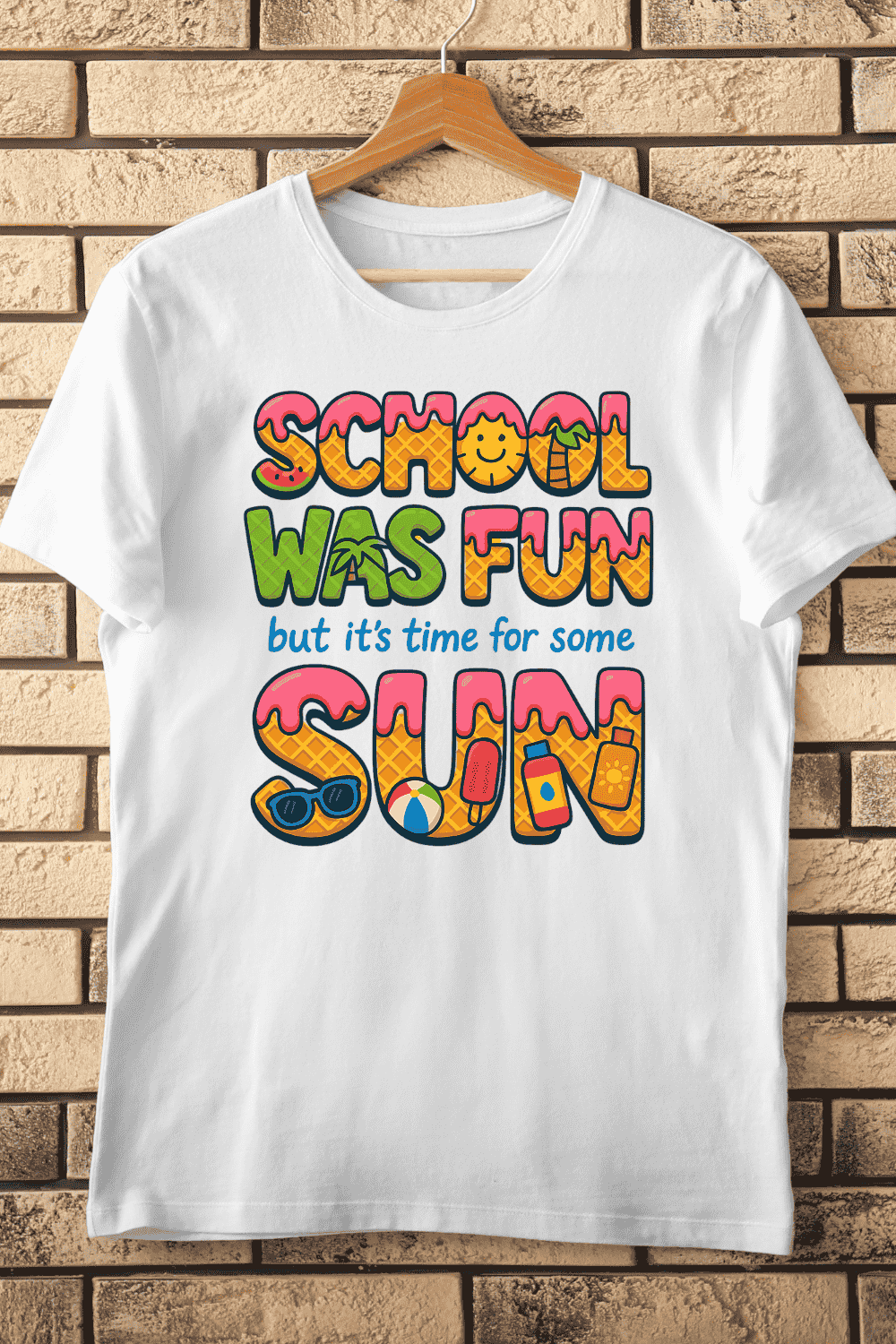 End of School Summer Fun T-Shirt Design pinterest preview image.