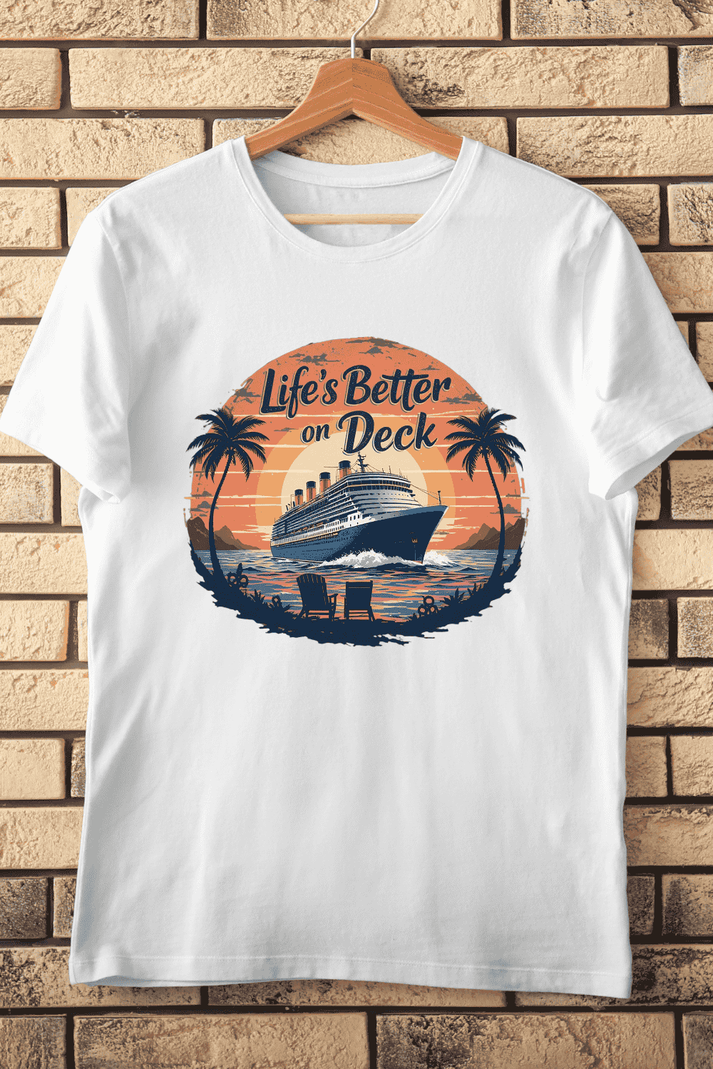 Life's Better on Deck T-Shirt Design pinterest preview image.