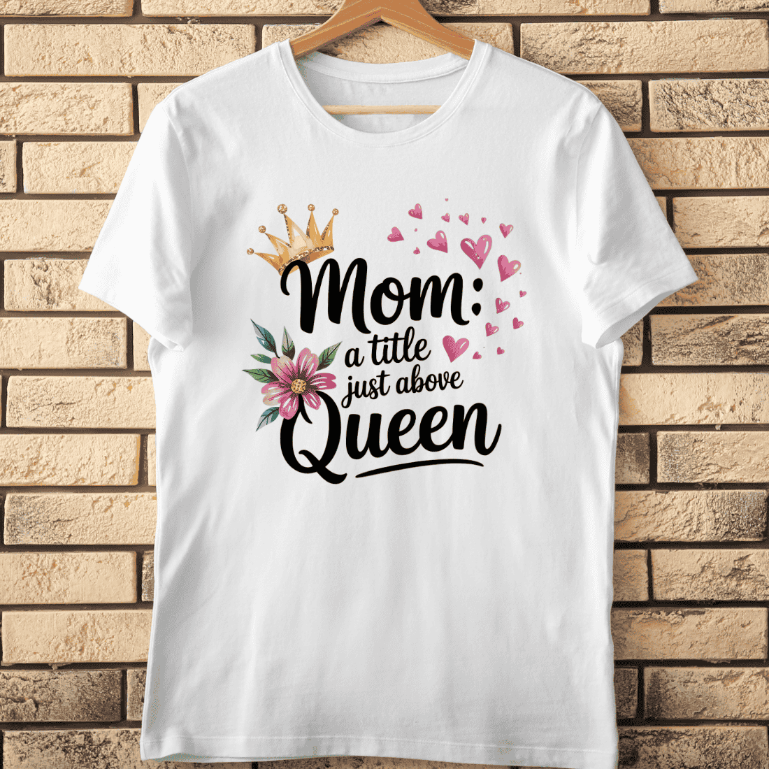 Mother's Day Queen Quote T-Shirt Design cover image.