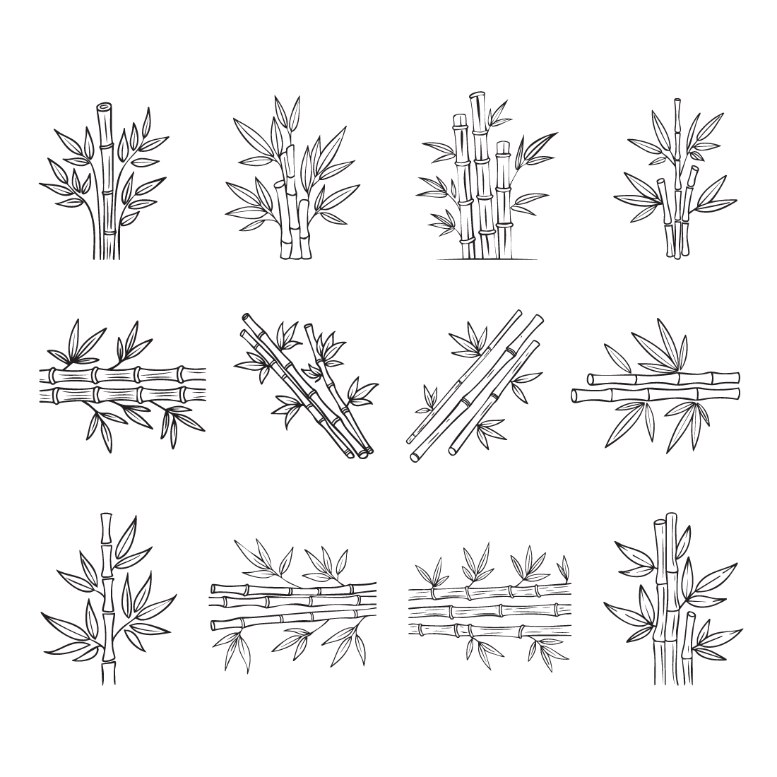 Minimal Botanical Bamboos Vector Pack preview image.