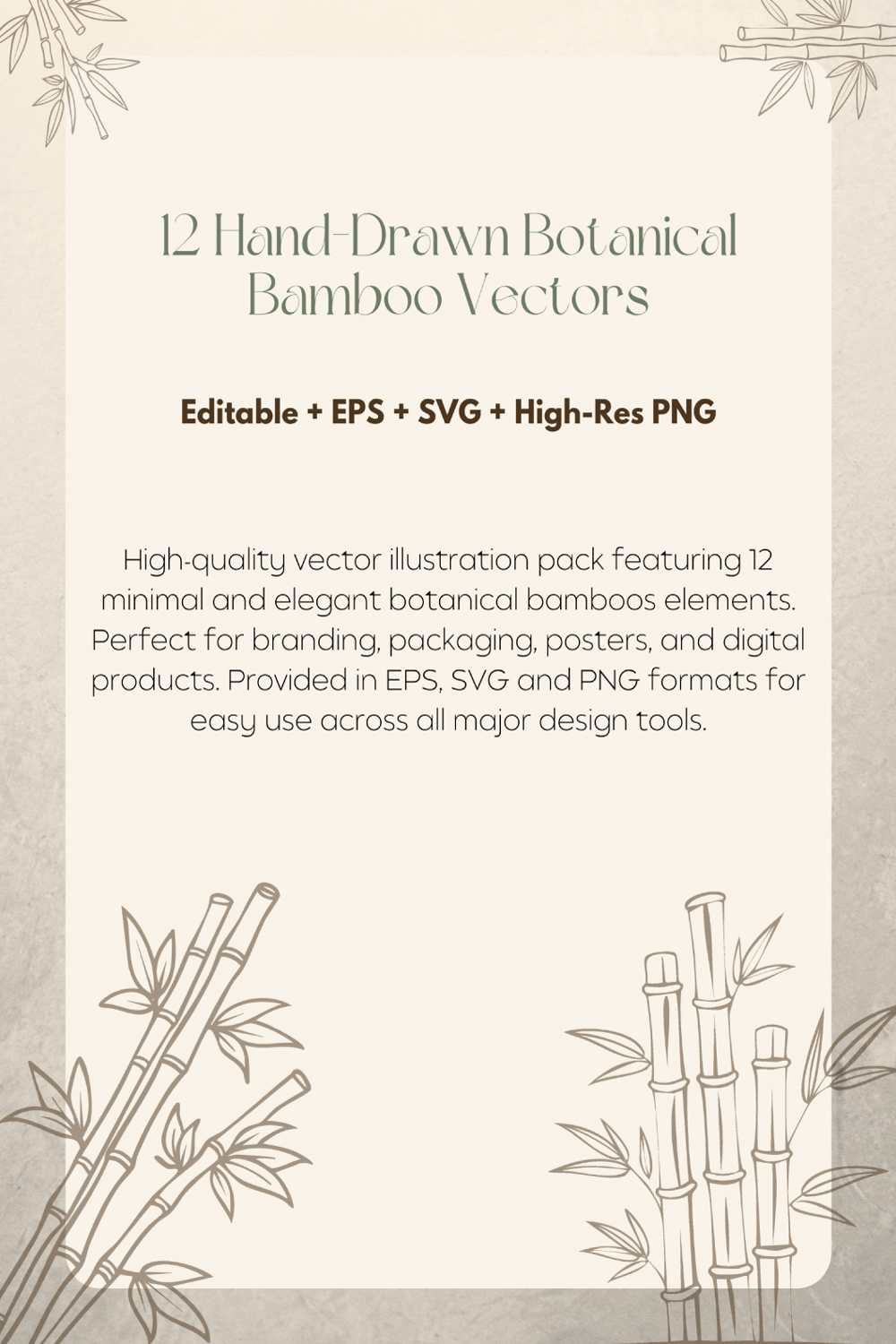 Minimal Botanical Bamboos Vector Pack pinterest preview image.