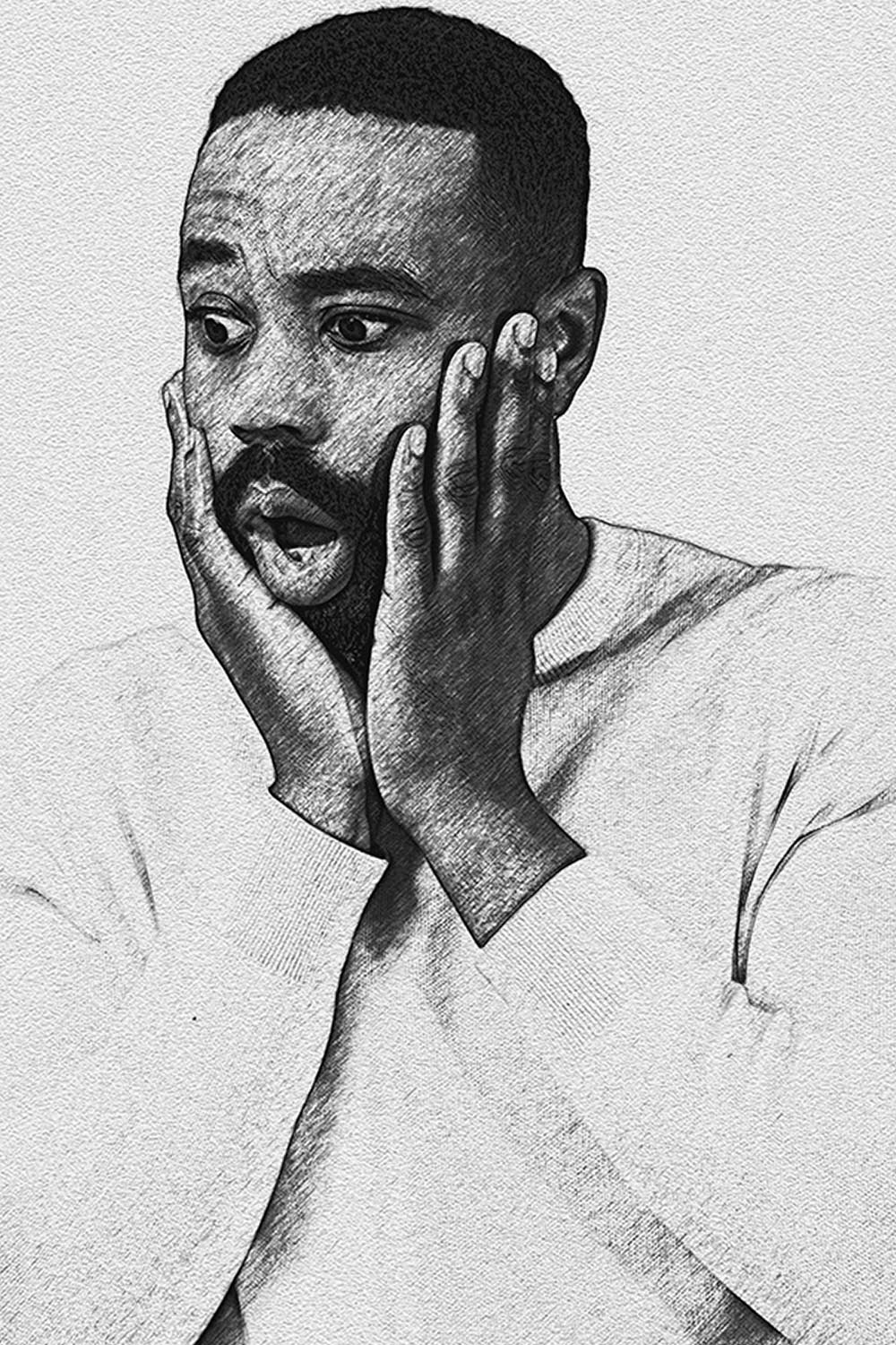 Charcoal Sketch Drawing Photoshop Action pinterest preview image.