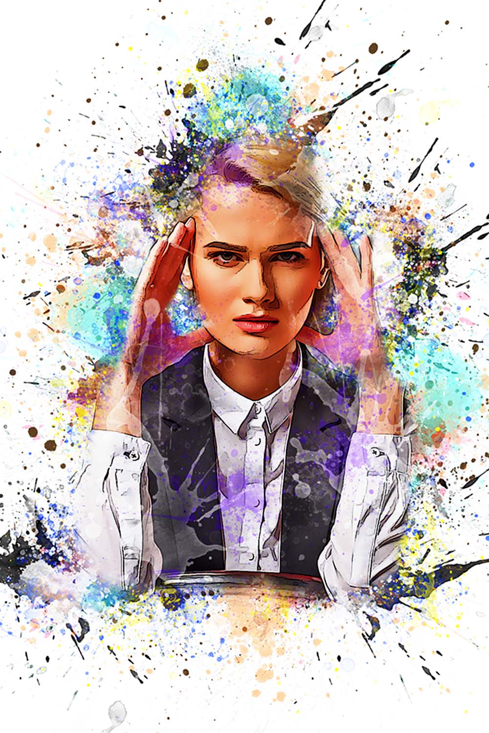 Real Paint Splatter Photoshop Action pinterest preview image.