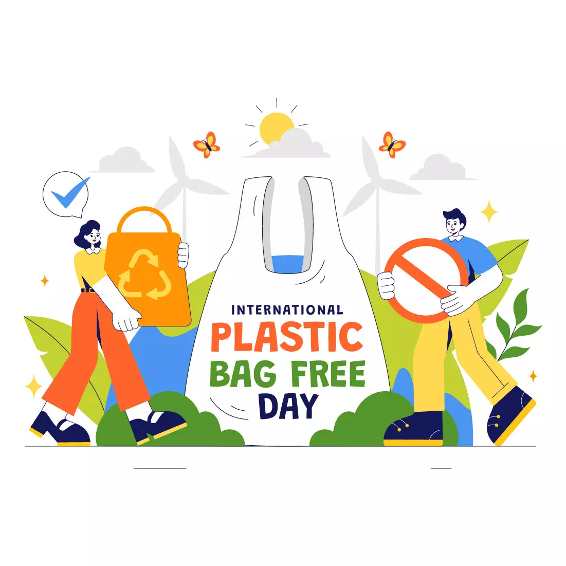 7 International Plastic Bag Free Day Illustration cover image.