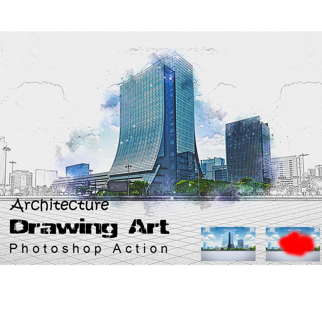 Architecture Drawing Art Photoshop Action cover image.