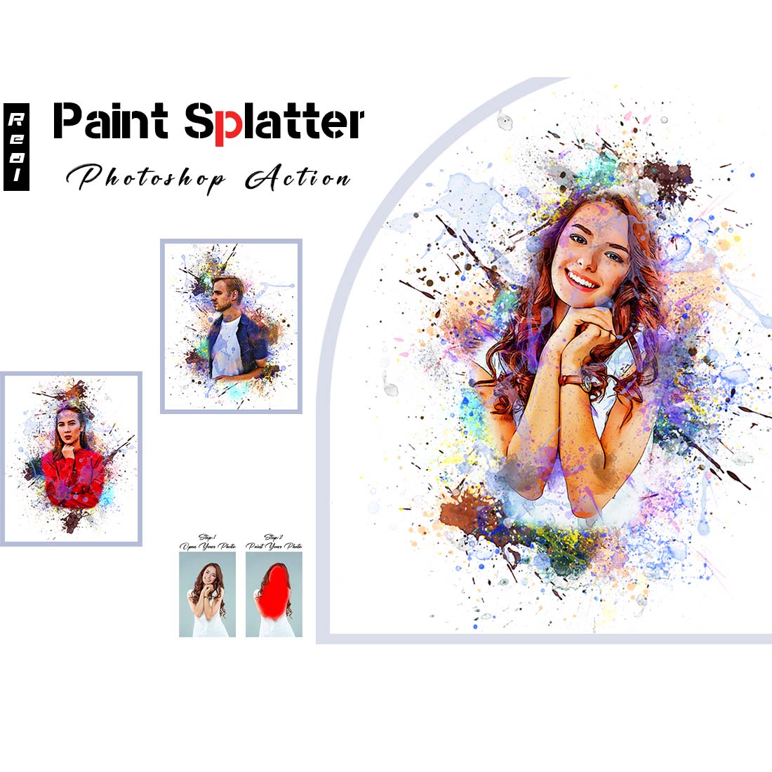 Real Paint Splatter Photoshop Action cover image.