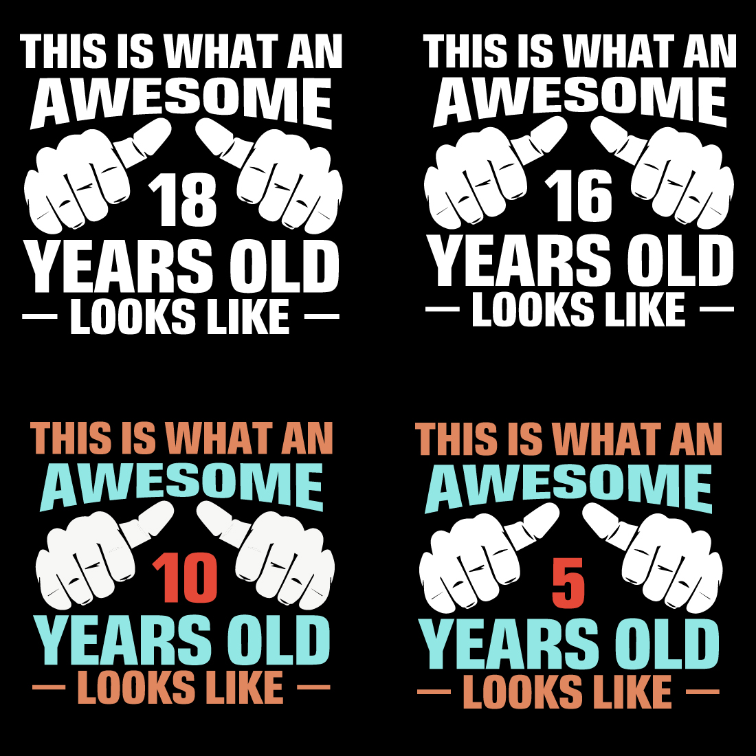 This Is What an Awesome [Age] Looks Like" – Birthday Tee Bundle preview image.
