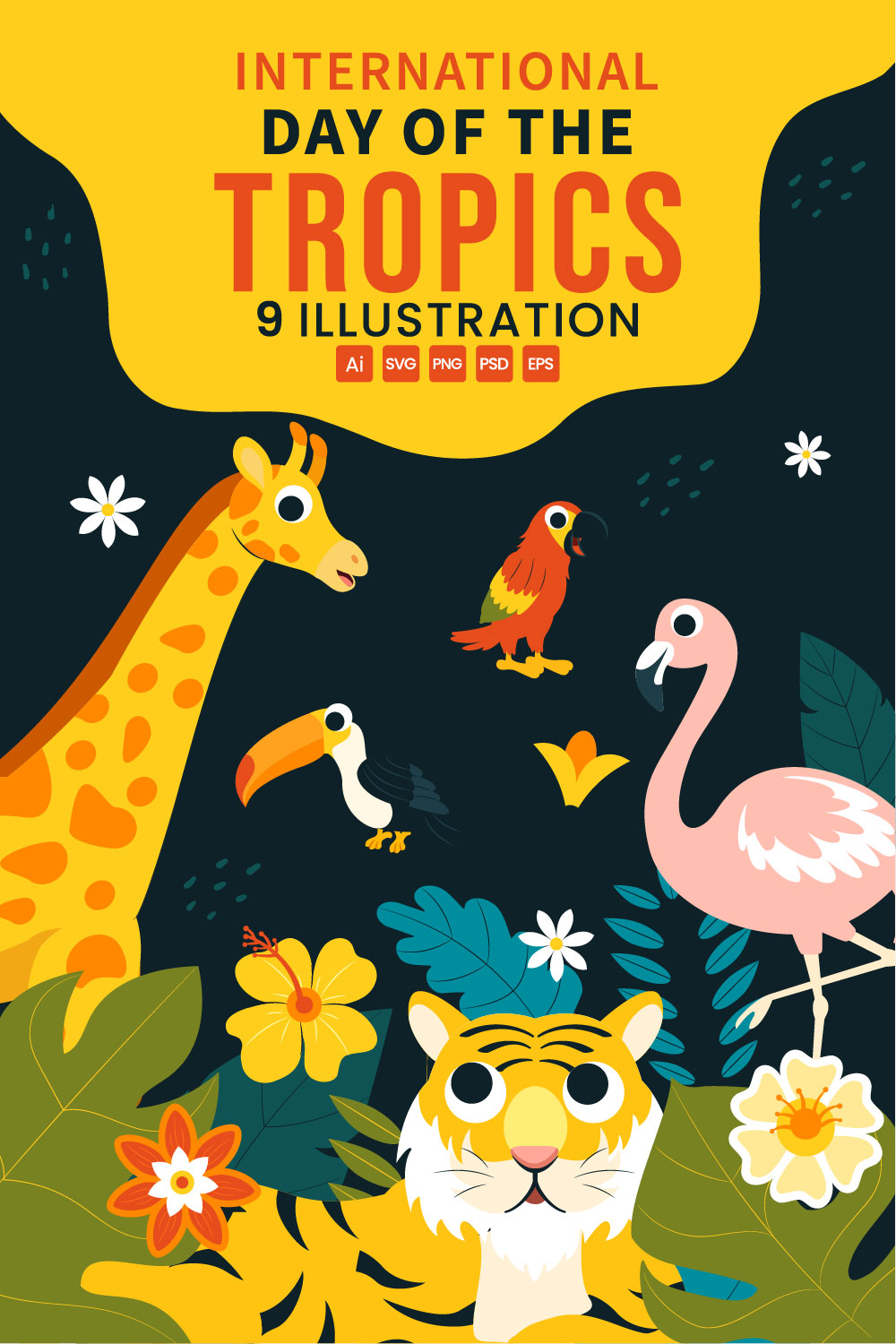 9 Day of the Tropics Illustration pinterest preview image.