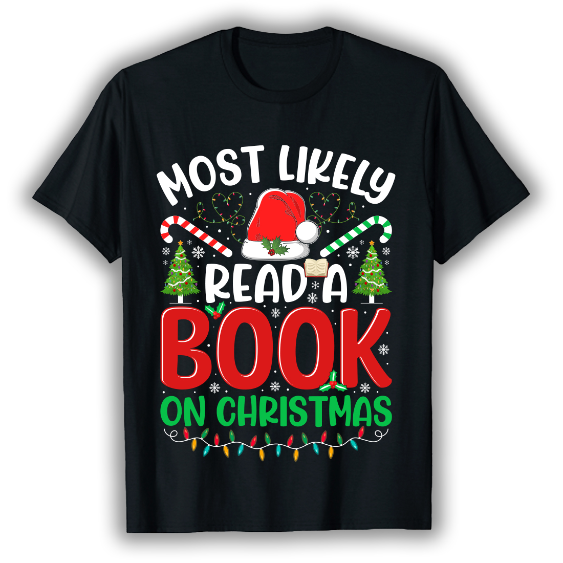 Christmas Reading Book T-Shirt Design preview image.