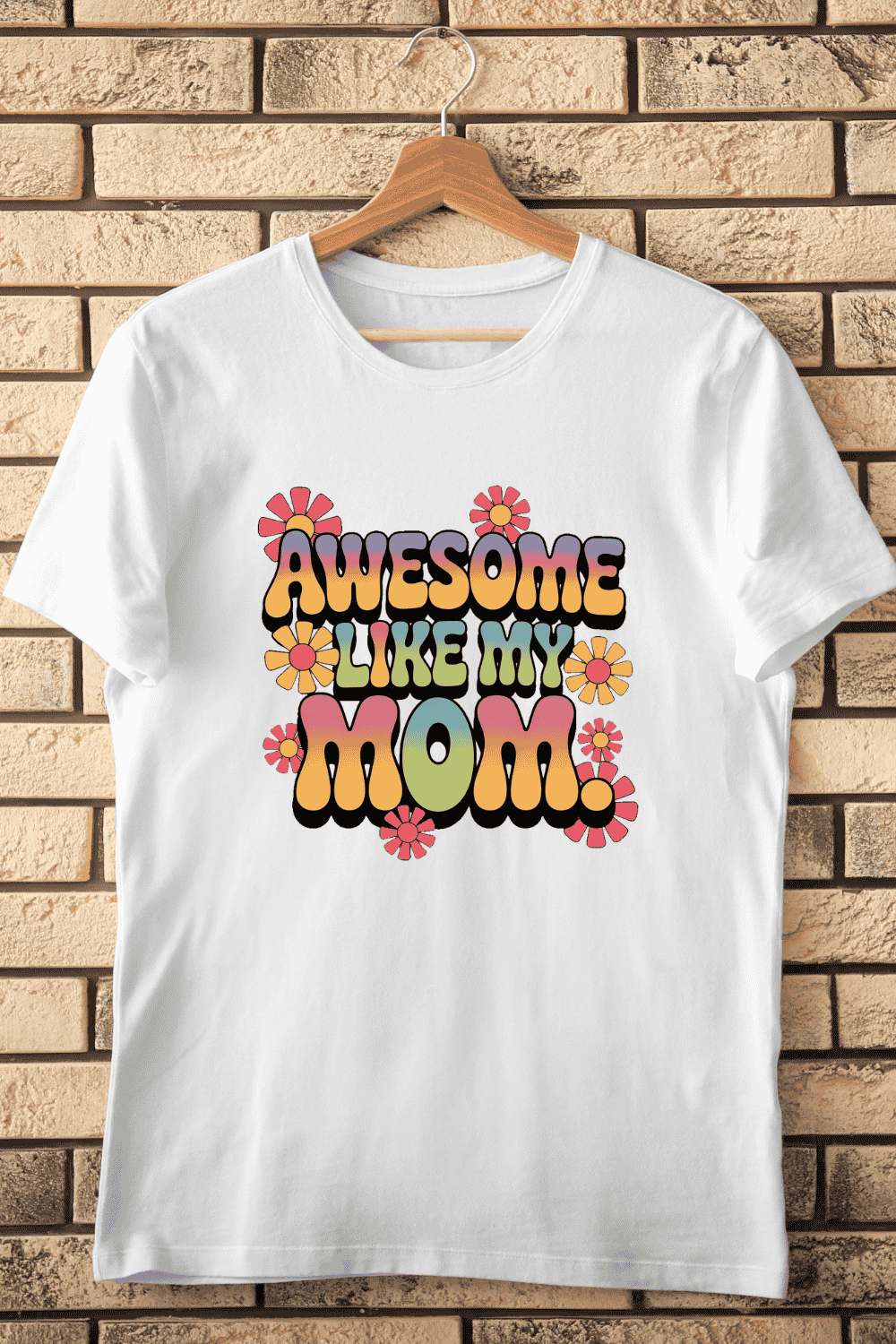 Floral Awesome Mom T-Shirt Design pinterest preview image.