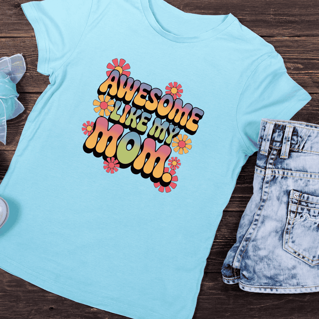 Floral Awesome Mom T-Shirt Design preview image.
