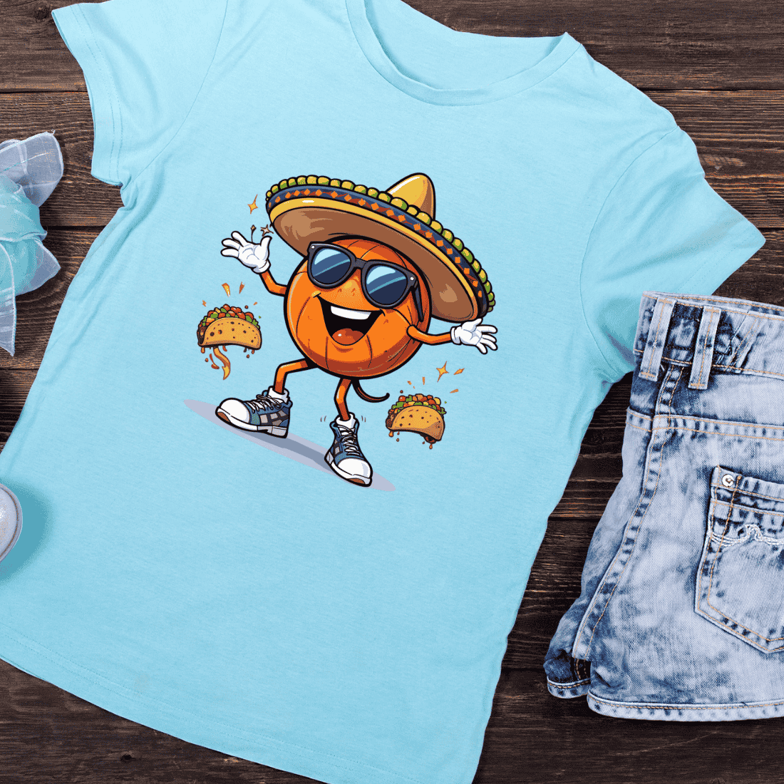 Playful Mexican Food Sports T-Shirt Design preview image.