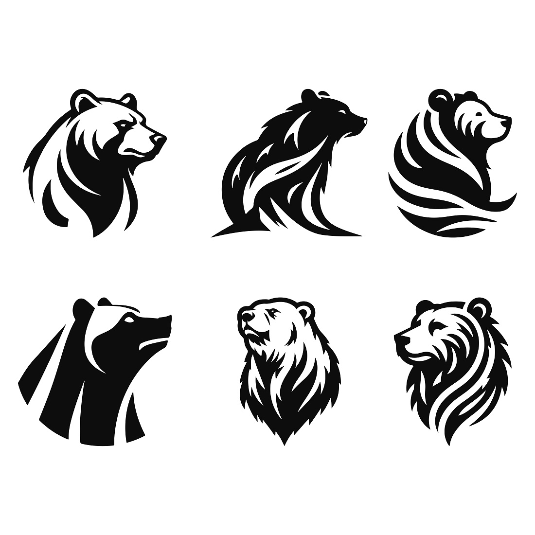 Bear Logo Set Concept Stylized Bear Set Silhouettes Abstract Animal Graphic cover image.