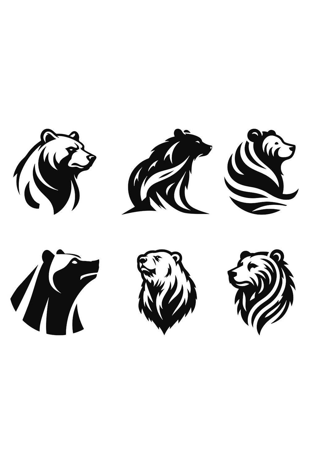 Bear Logo Set Concept Stylized Bear Set Silhouettes Abstract Animal Graphic pinterest preview image.